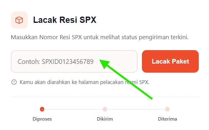 Masukkan nomor pelacakan SPX
